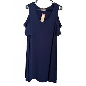 NEW C'Est La Vie Women's Dress Size 3X Navy Blue Cold Shoulder Stretch Mini